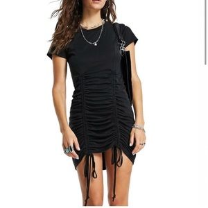 Topshop Y2K bodycon minidress ruched with drawstrings black size 4